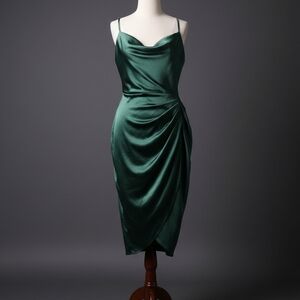 Elegant Green Satin Dress
